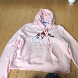pink cropped hollister hoodie never worn